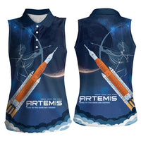 Artemis 2026 Moon Mission Women Sleeveless Polo Shirt Back To The Moon And Beyond