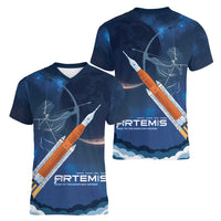 Artemis 2026 Moon Mission Women V-Neck T-Shirt Back To The Moon And Beyond
