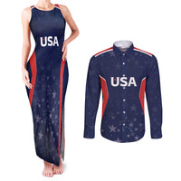 USA Cricket World Cup 2024 Custom Couples Matching Tank Maxi Dress and Long Sleeve Button Shirt All Stars Sprangle LT7 - Wonder Print Shop