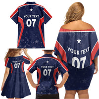 USA Cricket World Cup 2024 Custom Family Matching Off Shoulder Short Dress and Hawaiian Shirt All Stars Sprangle LT7 - Wonder Print Shop