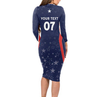 USA Cricket World Cup 2024 Custom Long Sleeve Bodycon Dress All Stars Sprangle - Wonder Print Shop