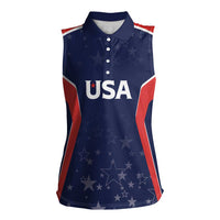 USA Cricket World Cup 2024 Custom Women Sleeveless Polo Shirt All Stars Sprangle - Wonder Print Shop