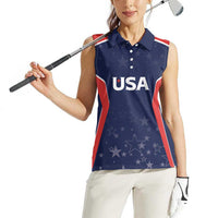 USA Cricket World Cup 2024 Custom Women Sleeveless Polo Shirt All Stars Sprangle - Wonder Print Shop
