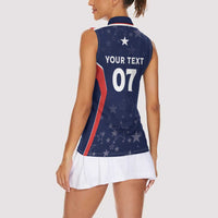 USA Cricket World Cup 2024 Custom Women Sleeveless Polo Shirt All Stars Sprangle - Wonder Print Shop