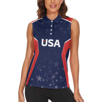 USA Cricket World Cup 2024 Custom Women Sleeveless Polo Shirt All Stars Sprangle - Wonder Print Shop