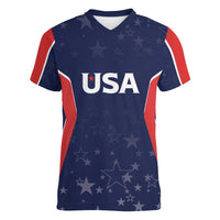 USA Cricket World Cup 2024 Custom Women V-Neck T-Shirt All Stars Sprangle - Wonder Print Shop