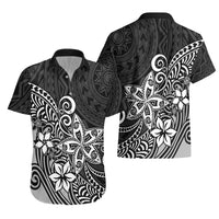 Polynesia Hawaiian Shirt Plumeria Black Curves - Wonder Print Shop
