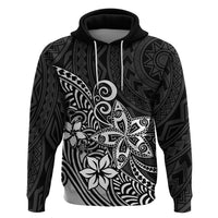 Polynesia Hoodie Plumeria Black Curves - Wonder Print Shop