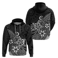Polynesia Hoodie Plumeria Black Curves - Wonder Print Shop