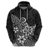 Polynesia Hoodie Plumeria Black Curves - Wonder Print Shop