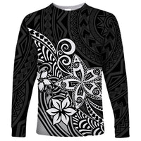 Polynesia Long Sleeve Shirt Plumeria Black Curves - Wonder Print Shop