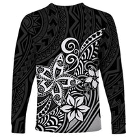 Polynesia Long Sleeve Shirt Plumeria Black Curves - Wonder Print Shop
