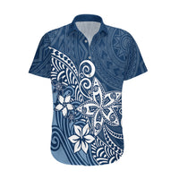 Polynesia Hawaiian Shirt Plumeria Blue Curves - Wonder Print Shop