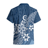 Polynesia Hawaiian Shirt Plumeria Blue Curves - Wonder Print Shop