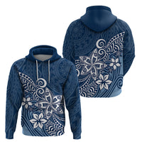 Polynesia Hoodie Plumeria Blue Curves - Wonder Print Shop