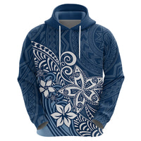Polynesia Hoodie Plumeria Blue Curves - Wonder Print Shop