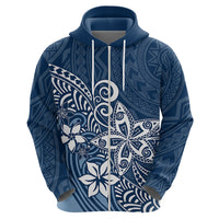 Polynesia Hoodie Plumeria Blue Curves - Wonder Print Shop