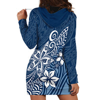 Polynesia Hoodie Dress Plumeria Blue Curves - Wonder Print Shop