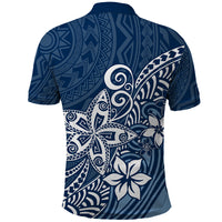 Polynesia Polo Shirt Plumeria Blue Curves - Wonder Print Shop