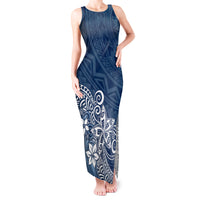 Polynesia Tank Maxi Dress Plumeria Blue Curves - Wonder Print Shop