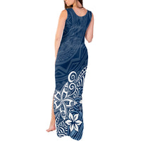 Polynesia Tank Maxi Dress Plumeria Blue Curves - Wonder Print Shop
