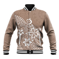 Polynesia Baseball Jacket Plumeria Beige Curves LT7 - Wonder Print Shop