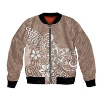 Polynesia Bomber Jacket Plumeria Beige Curves LT7 - Wonder Print Shop