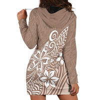 Polynesia Hoodie Dress Plumeria Beige Curves - Wonder Print Shop
