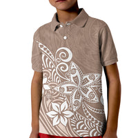 Polynesia Kid Polo Shirt Plumeria Beige Curves - Wonder Print Shop