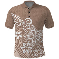 Polynesia Polo Shirt Plumeria Beige Curves - Wonder Print Shop