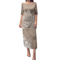 Polynesia Puletasi Plumeria Beige Curves - Wonder Print Shop