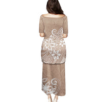 Polynesia Puletasi Plumeria Beige Curves - Wonder Print Shop