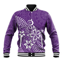 Polynesia Baseball Jacket Plumeria Purple Curves LT7 - Wonder Print Shop