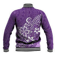 Polynesia Baseball Jacket Plumeria Purple Curves LT7 - Wonder Print Shop