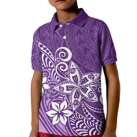 Polynesia Kid Polo Shirt Plumeria Purple Curves - Wonder Print Shop