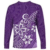 Polynesia Long Sleeve Shirt Plumeria Purple Curves - Wonder Print Shop