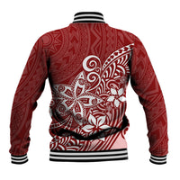Polynesia Baseball Jacket Plumeria Red Curves LT7 - Wonder Print Shop