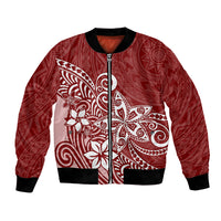 Polynesia Bomber Jacket Plumeria Red Curves LT7 - Wonder Print Shop