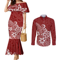 polynesia-couples-matching-mermaid-dress-and-long-sleeve-button-shirts-plumeria-red-curves