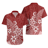 Polynesia Hawaiian Shirt Plumeria Red Curves - Wonder Print Shop