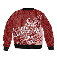 Polynesia Sleeve Zip Bomber Jacket Plumeria Red Curves - Wonder Print Shop