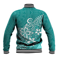 Polynesia Baseball Jacket Plumeria Teal Curves LT7 - Wonder Print Shop
