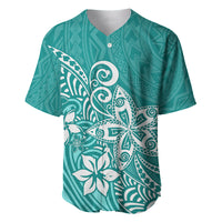 Polynesia Baseball Jersey Plumeria Teal Curves LT7 - Wonder Print Shop