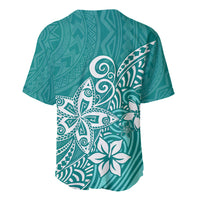 Polynesia Baseball Jersey Plumeria Teal Curves LT7 - Wonder Print Shop