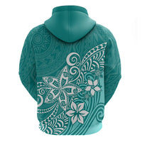 Polynesia Hoodie Plumeria Teal Curves - Wonder Print Shop