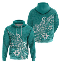 Polynesia Hoodie Plumeria Teal Curves - Wonder Print Shop