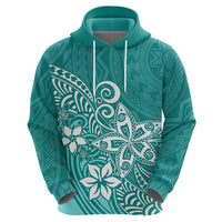 Polynesia Hoodie Plumeria Teal Curves - Wonder Print Shop