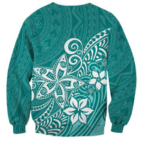 Polynesia Sweatshirt Plumeria Teal Curves - Wonder Print Shop