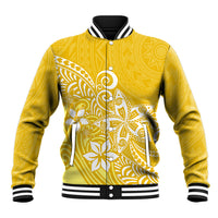 Polynesia Baseball Jacket Plumeria Yellow Curves LT7 - Wonder Print Shop