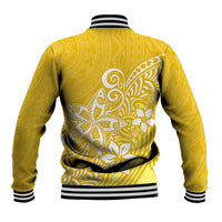 Polynesia Baseball Jacket Plumeria Yellow Curves LT7 - Wonder Print Shop